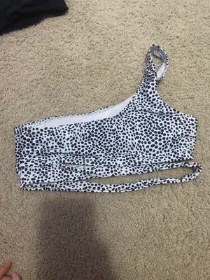 SheIn dalmation one shoulder bikini top thumbnail 2