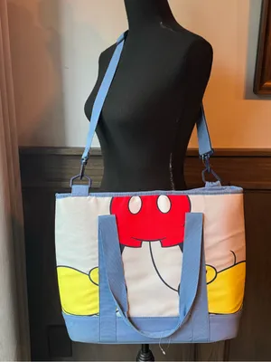 Disney Blue Canvas Mickey cooler Tote with Adjustable Strap thumbnail 5