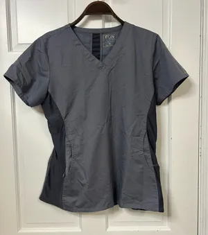 Heather Gray V-Neck Short Sleeve Scrub Top thumbnail 1