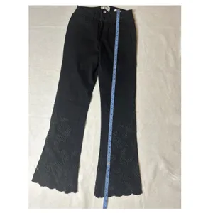 William Rast Black Embroidered Crop Flare Jeans Size 25 Boho Scalloped Hem Denim thumbnail 8