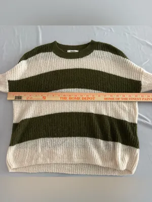 Madewell Stripe‎ Rosario Sweater Green and White M thumbnail 4