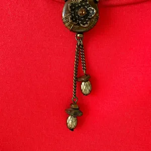Beautiful Flower Beaded Bronze Necklace with Adjustable Length thumbnail 2