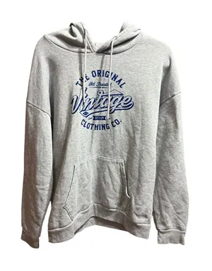 Gray “The Original Vintage” Graphic Hoodie‎ Unisex Sz L thumbnail 1