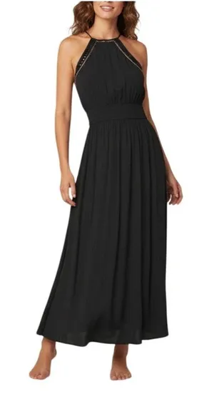 LOVESTITCH Beaded Maxi Dress Sz S Black Feminine Retro Boho Party Whimsycore NWT thumbnail 1