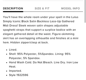 Lulus Satin Black MIDI Lace Up Dress Size Small thumbnail 5