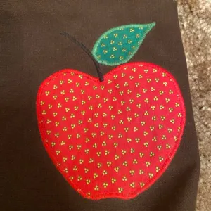 Vintage Canvas Handbag w Wooden Dowel Top Apple Retro Teacher Cottagecore Tote thumbnail 2