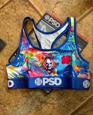 NWT *Bundle of 2* PSD Microfiber Blend Sports Bra Harley Quinn/Ice Chains sz S thumbnail 1
