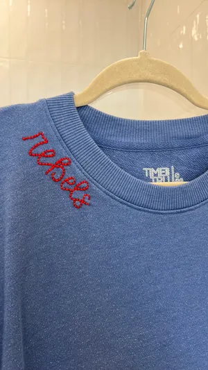 Ole Miss rebels sweatshirt hand embroidery thumbnail 2