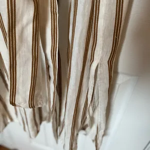 ZARA boho cream tan striped linen buttoned belted collared shirt midi dress XS thumbnail 7