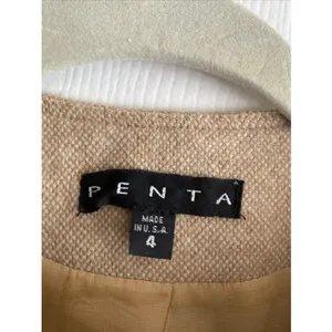 Penta Belted Zip Front Wool Jacket Womens Size 4 Tan Camel Professional Blazer thumbnail 2