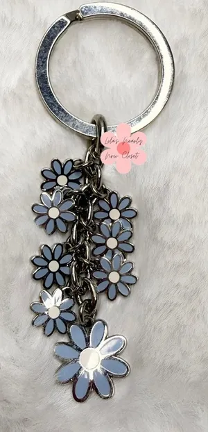 Vintage Coach y2k Blue Daisy Bag Charm Key Fob thumbnail 1