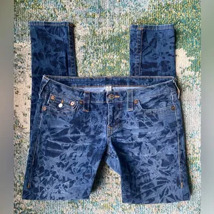 True Religion blue tie dye pattern skinny jeans with flap pockets, size 30 thumbnail 1