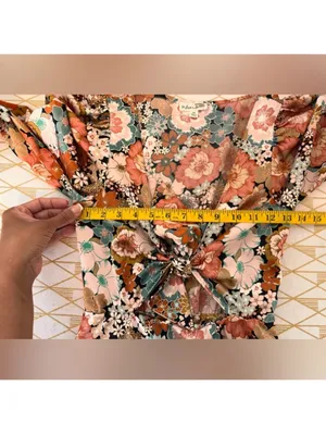 For Love & Lemons Long-Sleeve Floral Tie-Front Maxi Dress Size XS thumbnail 12