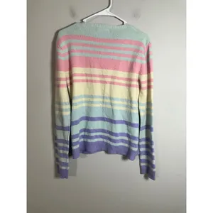 J.McLaughlin Cashmere‎ Cotton Striped Sweater Pastel Multicolor Crew Neck Medium thumbnail 6