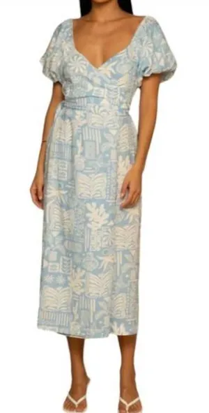 SHORE winnie wrap‎ midi dress in caribbean thumbnail 1
