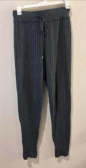 Free People Charcoal Ribbed Knit Joggers thumbnail 1