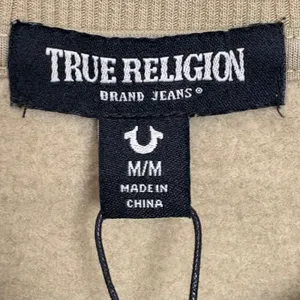 True Religion Embossed Arch Logo Sweatshirt Beige Soft Fleece Lined Size Medium thumbnail 5