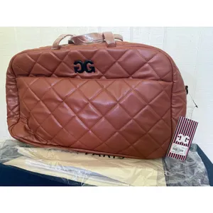 Gilda Paris Brown Quilted Messenger Bag GG Logo Laptop Work Tote New thumbnail 2