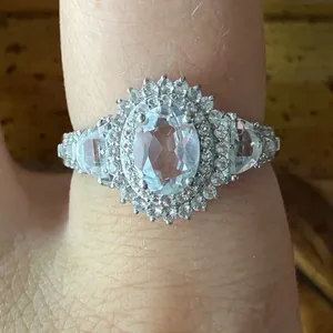 Natural White Topaz Sterling Silver Ring Size 8 thumbnail 1