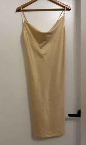 Threadbare Yellow Satin Midi Dress thumbnail 2