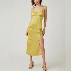 💛FREE PEOPLE City Cool Midi Slip Dress, Boho Chic Yellow Gold Boho Chic SMALL thumbnail 8