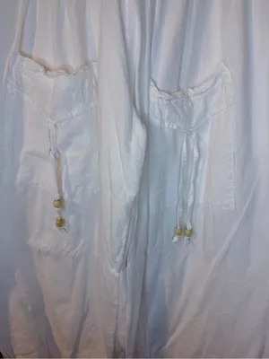 Blanco by Nature White Harem Balloon Pants L Smocked Boho Peru thumbnail 6