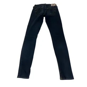True Religion Womens 25 Dark Wash Skinny Straight Jeans Y2K Made in USA Denim thumbnail 2