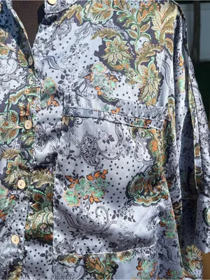 Free People Intimately Goddess Satin Paisley Oversized Sleep Shirt Size XS Boho thumbnail 3