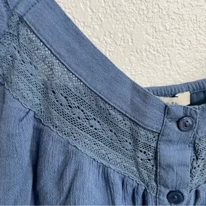 American Eagle Womens Shirt Top Blue Tiered Ruffle Button Front Size XL thumbnail 6