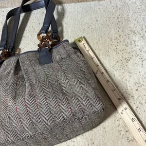 Old Navy Herringbone Bag Dark Academia Tortoise Chain‎ Link Shoulder Bag thumbnail 2