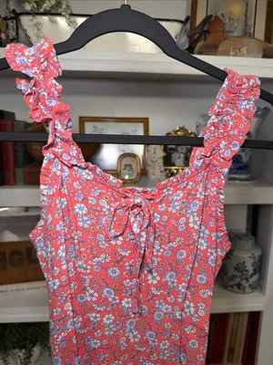 Coral Floral Ruffle-Strap Maxi Dress thumbnail 1