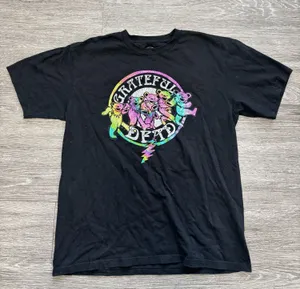 Black Grateful Dead Dancing Bears T-shirt with A Rainbow Graphic Size Large thumbnail 1