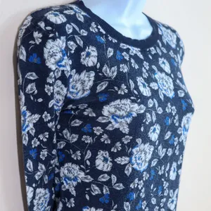 Lauren Ralph Lauren‎ Women's Floral Print Crew Neck Sweater Blue White Size M thumbnail 6
