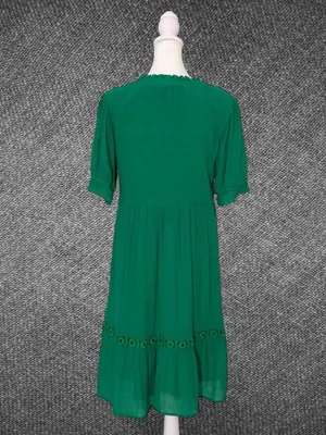 Indigo Rose Women’s M Green Boho Lace Trim Tassel Tiered Midi Dress thumbnail 8