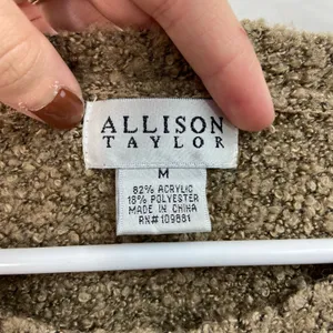 Vintage Allison Taylor‎ women's brown chunky knit Crewcut soft sweater medium thumbnail 3