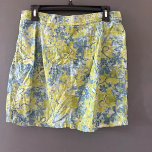 Ojai Womens‎ Floral Mini Skirt Lime Green Blue Tropical Lace Up Waist Size 6 thumbnail 3