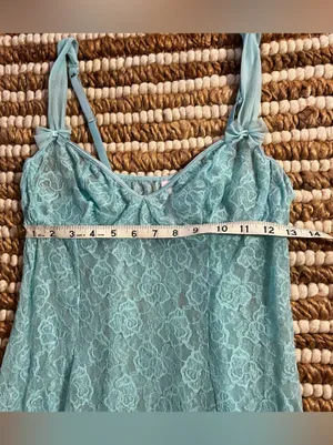Vintage teal turquoise Light Blue Lace Slip Dress - Women Intimates & Sleepwear thumbnail 5
