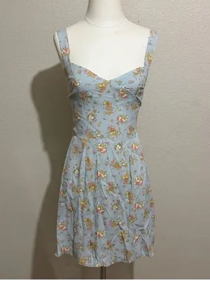 Reformation Humphrey Mini Dress Blue Floral Grazia Vacation romantic Fairy thumbnail 5