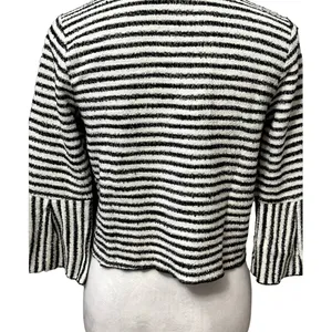Urban Romantics Black White Striped Bell Cuff Crop Knit Sweater Boho S Trendy thumbnail 6