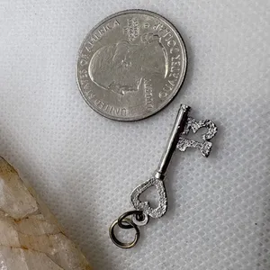 Vintage Silver Tone Heart Skeleton Key Number 13 Charm Magnetic Lucky 13 Pendant thumbnail 4