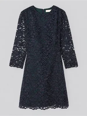 Tory Burch Bittersweet Navy Floral Lace Fit Flare Cocktail Dress 8 Dark Romance thumbnail 4