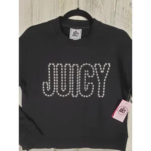 NWT Juicy by Juicy Couture Black Silver Graphic Sweatshirt Women's Size XS thumbnail 2