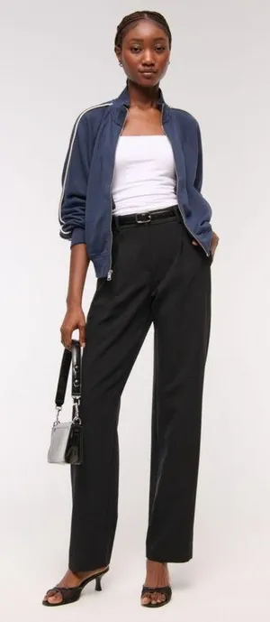 Abercrombie Quinn Straight Leg Trouser Pants Black Curve Love Size 6S thumbnail 1