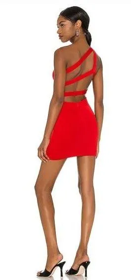 Superdown Davey Strappy Back Dress in Red XS thumbnail 2