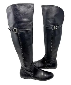 Christian Dior Galliano Ethnic Black Leather Studded OTK Boots EU 40 FW2004 Y2K thumbnail 1