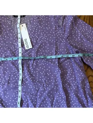 BLOOMCHIC NWT Polka Dot V Neck Ruffle Trim Blouse Lavendar - Size 12 thumbnail 4