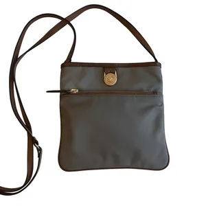 Michael Kors Jet Set Brown Nylon Leather Trim Crossbody Travel Bag 8.5x8 in GUC thumbnail 4