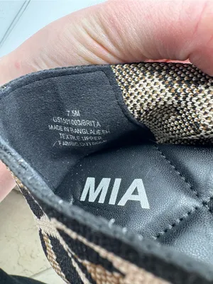 MIA Brita Mary Jane Flats Women 7.5 Tan Black GOOD Leopard Print Office Knit thumbnail 4