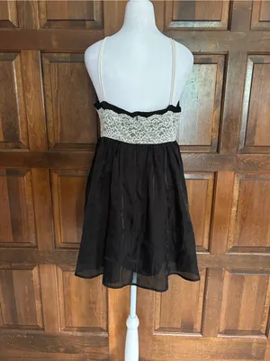 Sugar Thrillz Dolls Kill Broadway Nights Slip‎ Dress Black White Lace Mesh M thumbnail 4