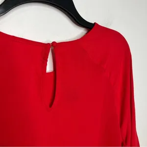 Maurices red Fallon blouse open‎ sleeve keyhole back size medium NWT thumbnail 6